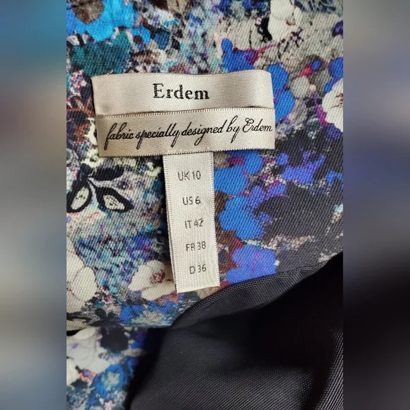 ERDEM MELANIE SCOOPBACK BLUE FLORAL MIDI DRESS US 6 NWOT - Picture 15 of 16